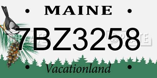 7BZ3258 Maine License Plate