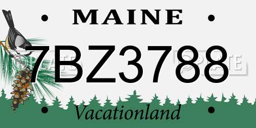 7BZ3788 Maine License Plate