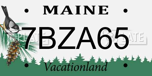 7BZA65 Maine License Plate
