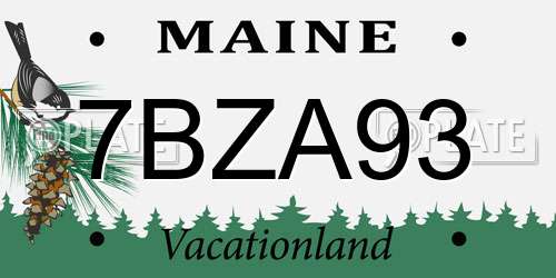 7BZA93 Maine License Plate