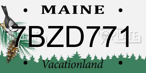 7BZD771 Maine License Plate