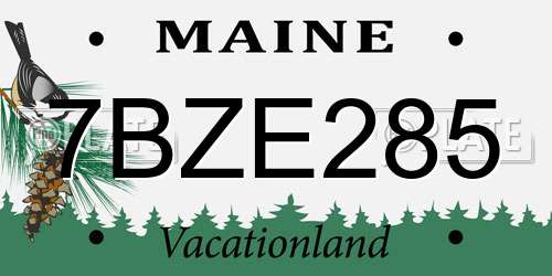 7BZE285 Maine License Plate