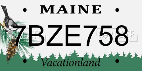 7BZE758 Maine License Plate