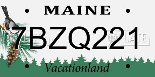 7BZQ221 Maine License Plate