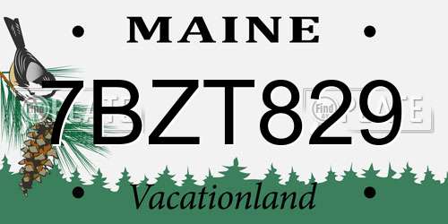 7BZT829 Maine License Plate