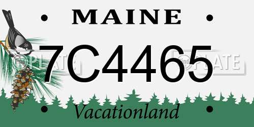 7C4465 Maine License Plate