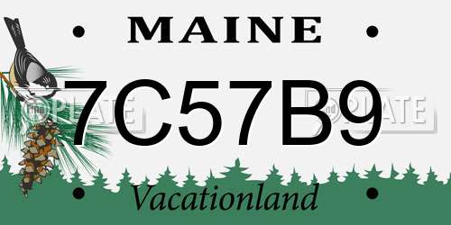 7C57B9 Maine License Plate