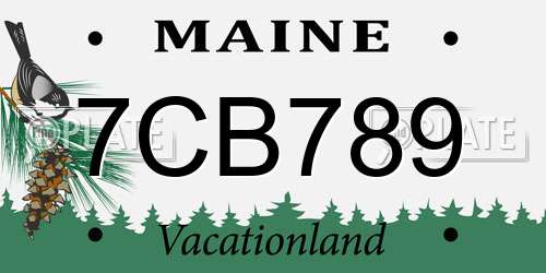 7CB789 Maine License Plate
