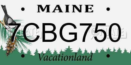 7CBG750 Maine License Plate