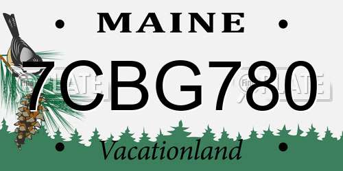 7CBG780 Maine License Plate