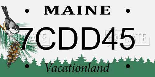 7CDD45 Maine License Plate