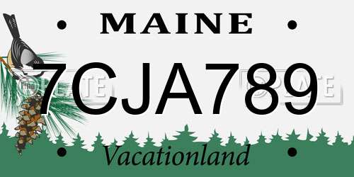 7CJA789 Maine License Plate