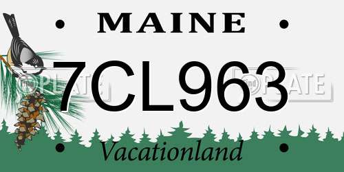 7CL963 Maine License Plate