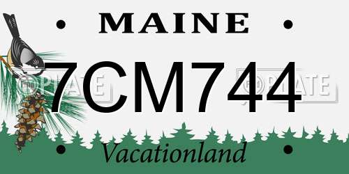 7CM744 Maine License Plate