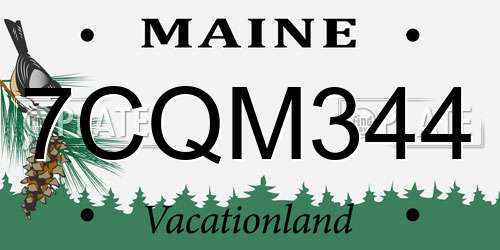 7CQM344 Maine License Plate