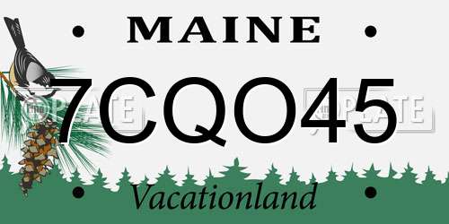 7CQO45 Maine License Plate
