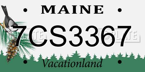 7CS3367 Maine License Plate