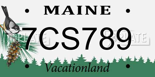 7CS789 Maine License Plate