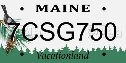 7CSG750 Maine License Plate