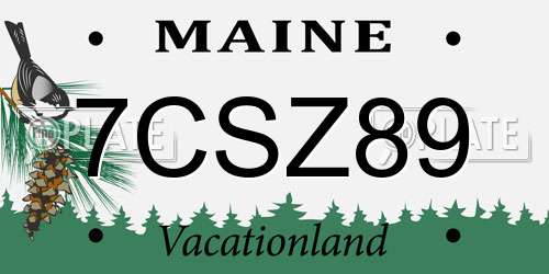 7CSZ89 Maine License Plate