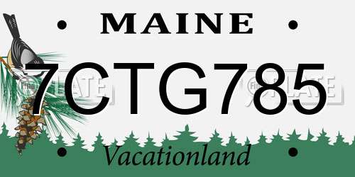 7CTG785 Maine License Plate
