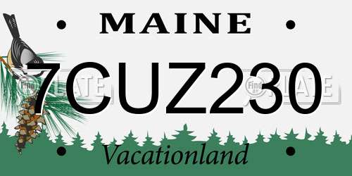 7CUZ230 Maine License Plate