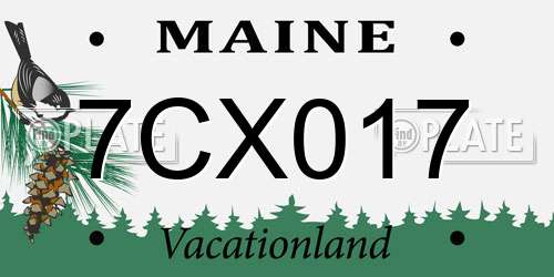 7CX017 Maine License Plate