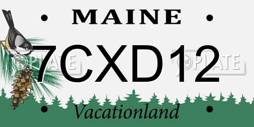 7CXD12 Maine License Plate