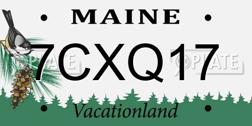 7CXQ17 Maine License Plate