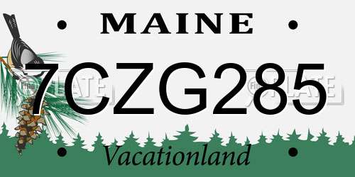 7CZG285 Maine License Plate