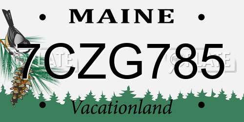 7CZG785 Maine License Plate