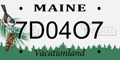 7D04O7 Maine License Plate