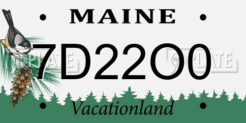 7D22O0 Maine License Plate