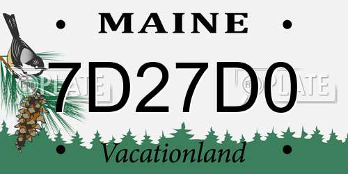 7D27D0 Maine License Plate