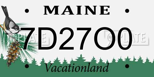 7D27O0 Maine License Plate