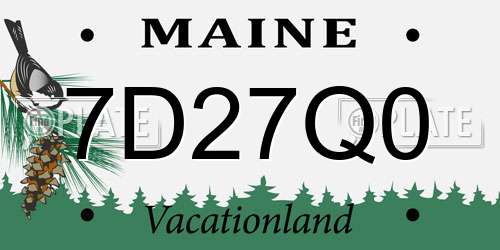 7D27Q0 Maine License Plate