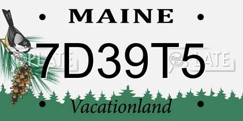 7D39T5 Maine License Plate
