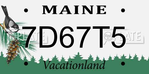 7D67T5 Maine License Plate