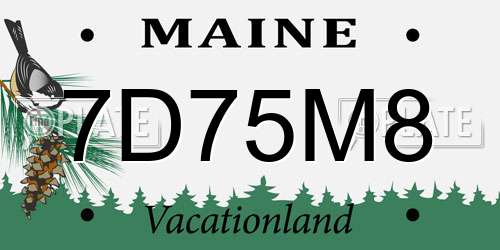 7D75M8 Maine License Plate