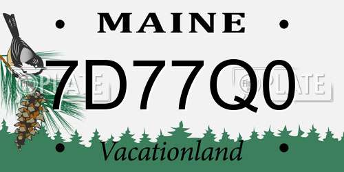 7D77Q0 Maine License Plate