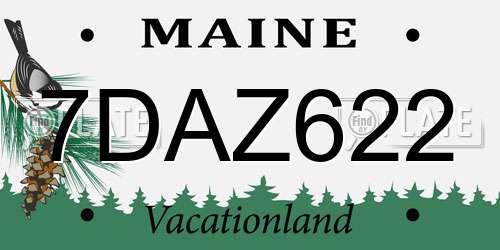 7DAZ622 Maine License Plate