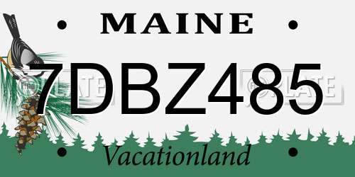 7DBZ485 Maine License Plate