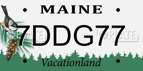 7DDG77 Maine License Plate