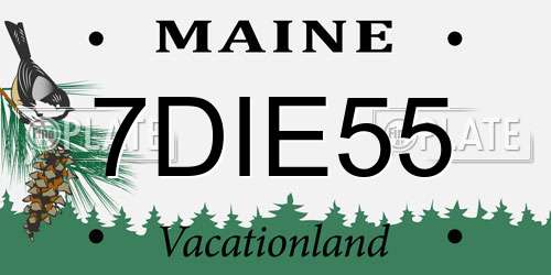 7DIE55 Maine License Plate