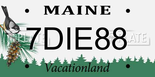 7DIE88 Maine License Plate