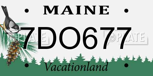 7DO677 Maine License Plate
