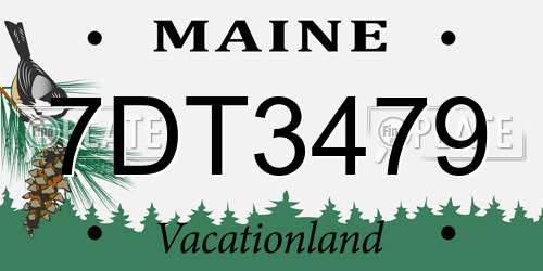 7DT3479 Maine License Plate