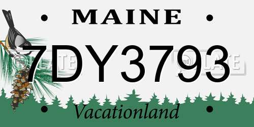 7DY3793 Maine License Plate