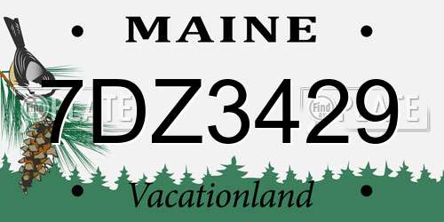 7DZ3429 Maine License Plate
