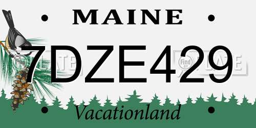 7DZE429 Maine License Plate